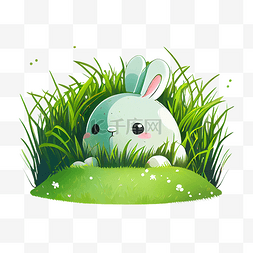 草坪兔子可爱卡通