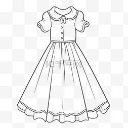 儿童衣服和裙子的图片_女孩着装轮廓素描的着色页 向量