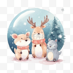 雪花麋鹿图片_圣诞节麋鹿可爱卡通