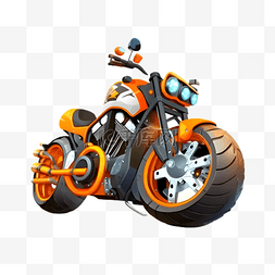 摩托车交通工具橘色插画