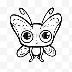 可爱的黑白可爱的小蝴蝶着色页轮