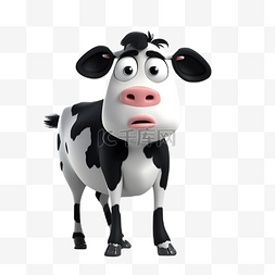 棕色奶牛卡通图片_奶牛牲畜动物卡通可爱立体3d模型