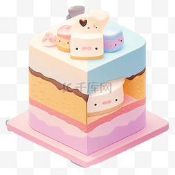 卡通蛋糕小图片_卡通蛋糕甜点插图
