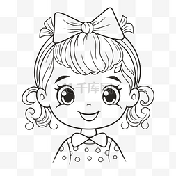logo头型图片_头发上系着蝴蝶结的女孩着色页轮