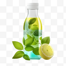 美味柠檬汁图片_夏天柠檬水绿色的插画