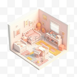 婴儿室内图片_女孩房间卧室婴儿粉色
