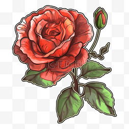 玫瑰红色描边风格图案