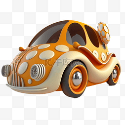 小汽车玩具图片_3d卡通车黄色斑点立体