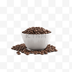 营养的饮食卡通图图片_咖啡豆白色碗