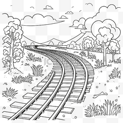 山上的铁轨为孩子们火车着色页轮