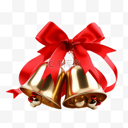 平安夜铃铛图片_圣诞节红色的蝴蝶结金色铃铛真实