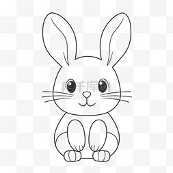 白色背景轮廓草图上的小兔子着色