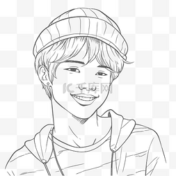 bts boy band coloringpage of a boy smile 轮