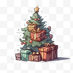 圣诞节圣诞树礼物盒