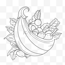 画册内页模板图片_轮廓草图内有水果的南瓜插图 向
