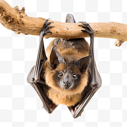 野生黑图片_倒挂在树枝上的蝙蝠立体3d动物建