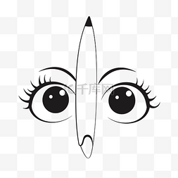 钢笔轮廓图片_大眼睛铅笔和两个有角度的眼睛轮
