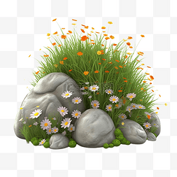 草丛排列小小花朵