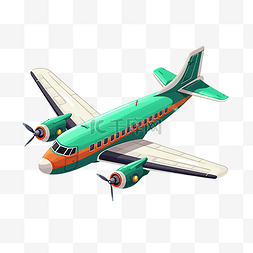 绿色创意飞机插画图片_飞机绿色大机翼