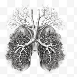 哮喘患者图片_肺部哮喘日灰色插画