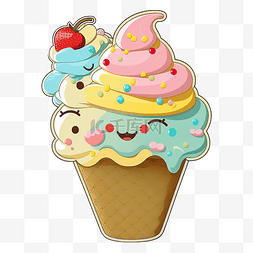 奶油蛋图片_夏天彩色蛋筒冰淇淋图案
