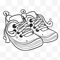 运动鞋和运动鞋着色页轮廓草图的