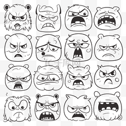 书的说明页图片_愤怒的卡通脸集十八张图片，用于