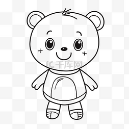 儿童白衬衫图片_小熊着色页与轮廓素描上的衬衫 