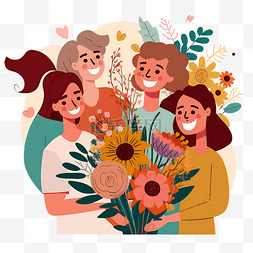 创意卡通可爱母亲节花卉植物节日