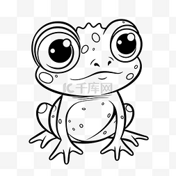 可爱的青蛙着色页与大眼睛黑白轮