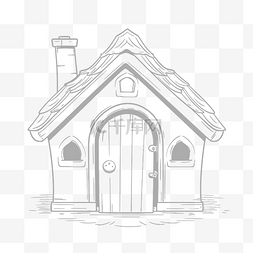 带烟囱的房子图片_带烟囱和门的卡通家轮廓草图 向