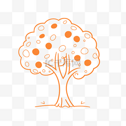 素描卡通树插图与橙色点来识别苹