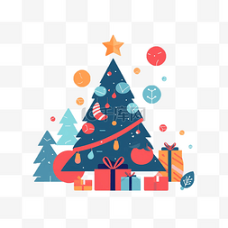 树新年装饰图案图片_圣诞节圣诞树卡通装饰