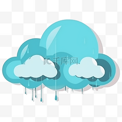 天空雨水图片_云朵雨点蓝色卡通