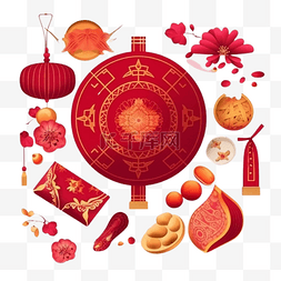 中国美食图案图片_春节红色灯笼水果真实效果