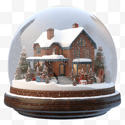 雪雪房子图片_红色房子水晶球