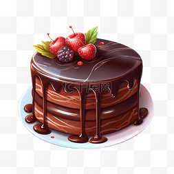 方形奶油蛋糕图片_蛋糕巧克力树莓卡通