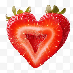 爱心草莓图片_几何莓爱心元素立体免抠图案