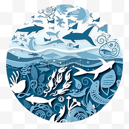 海洋日蓝海鱼群