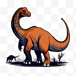 恐龙橘红色插画