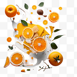 夏季牛奶橙子实拍摄影背景图