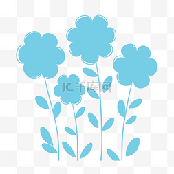 植物线条花朵矢量图片_花蓝色矢量插图设计插图轮廓素描