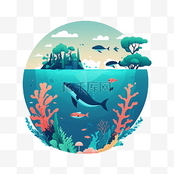 植物动物插画图片_海底世界植物动物
