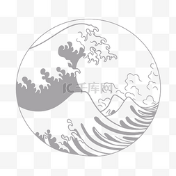 波里雪球图片_神奈川冲浪里着色线轮廓素描 向
