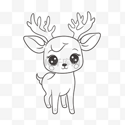 一个可爱的赤壁鹿着色页与白色背