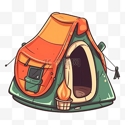 帐篷橙绿色火炬图案