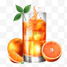 一杯橙汁卡通图片_橙汁果汁夏日水果透明
