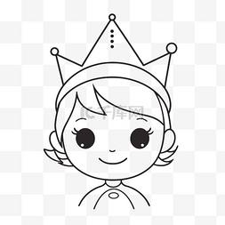 小公主脸与皇冠着色页矢量插图 zp