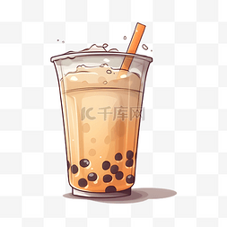 一杯好喝的奶茶图片_奶茶卡通插画
