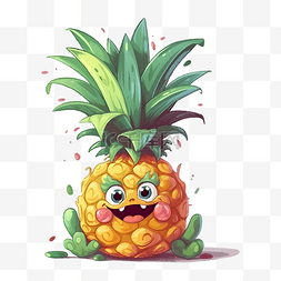 新鲜的菠萝水果图片_菠萝可爱卡通插画